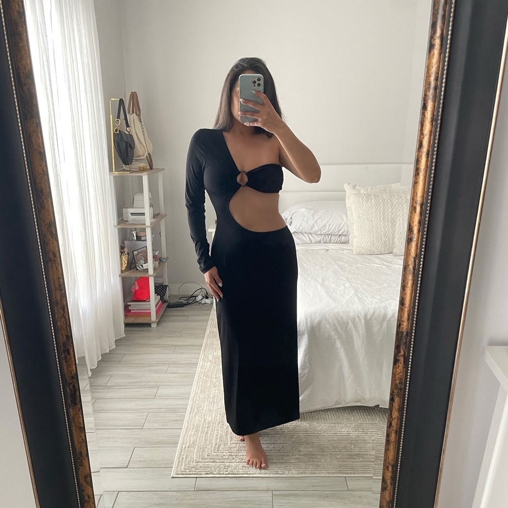 SOLID & STRIPED Black Cutout Maxi Dress